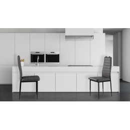 Zestaw krzeseł do jadalni salonu z ekoskóry 4 sztuki wysokie oparcie szare ModernHome