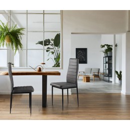 Zestaw krzeseł do jadalni salonu z ekoskóry 4 sztuki wysokie oparcie szare ModernHome