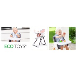 Fotelik krzesełko do karmienia róż składany ECOTOYS