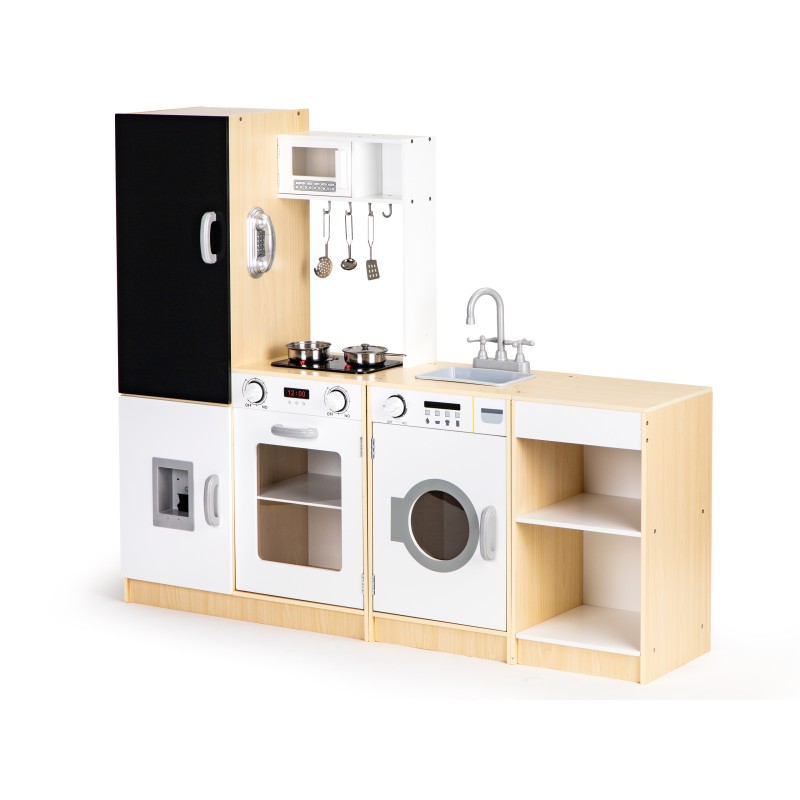 Drewniana kuchnia dla dzieci osobne segmenty XXL tablica + LED ECOTOYS