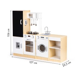 Drewniana kuchnia dla dzieci osobne segmenty XXL tablica + LED ECOTOYS