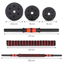 Hantle regulowane 2x15 kg sztanga zestaw 30 kg gryf MOVEPRO