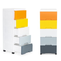 Regał z 5 wysuwanymi szufladami nogi z kółkami ModernHome