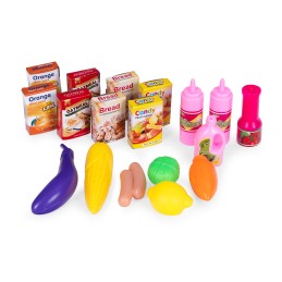 Wózek na zakupy sklepowy do supermarketu kuchni 18 akcesoriów szary