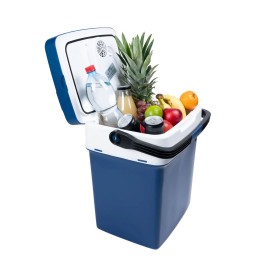 Lodówka turystyczna przenośna samochodowa 29L 220-240V DC12V funkcja grzania wkład gratis niebieska