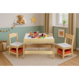 Zestaw mebli dla dzieci stolik + 2 krzesła tablica kredowa ECOTOYS