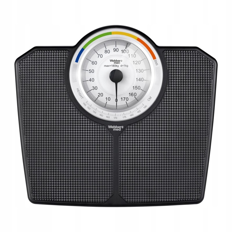Klasyczna waga łazienkowa mechaniczna analogowa do 180 kg czarna WEBBER BMI