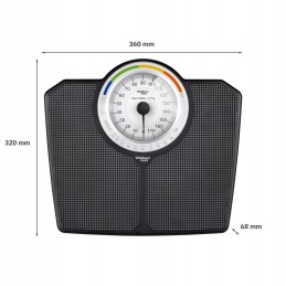 Klasyczna waga łazienkowa mechaniczna analogowa do 180 kg czarna WEBBER BMI