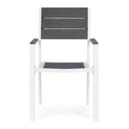 Zestaw 2 krzeseł ogrodowych na taras balkon stal HDPE szare białe MultiGarden