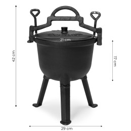 Kociołek żeliwny emaliowany 5L stojący garnek myśliwski ognisko grill MultiGarden