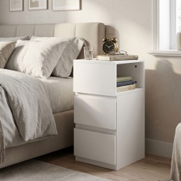 Szafka nocna z oświetleniem LED stolik do sypialni 2 szuflady biała ModernHome