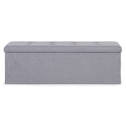 Pufa pikowana 111x38 cm ze schowkiem tapicerowana ława skrzynia jasnoszara ModernHome