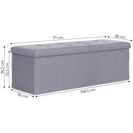 Pufa pikowana 111x38 cm ze schowkiem tapicerowana ława skrzynia jasnoszara ModernHome