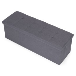 Pufa pikowana 111x38 cm ze schowkiem tapicerowana ława skrzynia ciemnoszara ModernHome