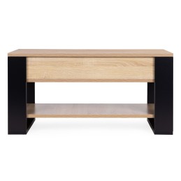Stolik kawowy rozkładany blat podnoszony 90 cm schowek półka dąb sonoma ModernHome
