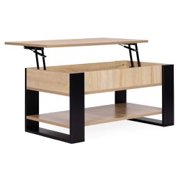 Stolik kawowy rozkładany blat podnoszony 90 cm schowek półka dąb sonoma ModernHome