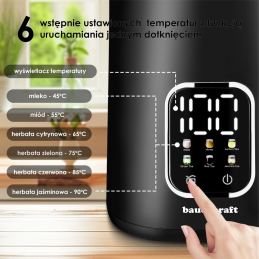Czajnik elektryczny bezprzewodowy 1,7l smart z regulacją temperatury obrotowy czarny