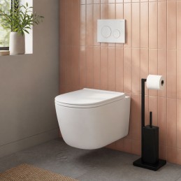Stojak łazienkowy na papier toaletowy z uchwytem i szczotką do WC czarny ModernHome