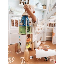 CLASSIC WORLD Drewniana Rakieta Domek dla Dzieci + Figurki 51el.