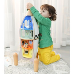 CLASSIC WORLD Drewniana Rakieta Domek dla Dzieci + Figurki 51el.