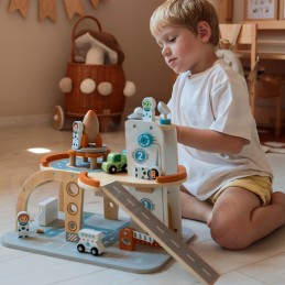 TOOKY TOY Drewniany Kosmiczny Parking  Stacja Kosmiczna