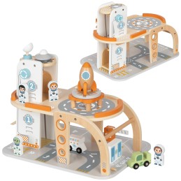 TOOKY TOY Drewniany Kosmiczny Parking  Stacja Kosmiczna