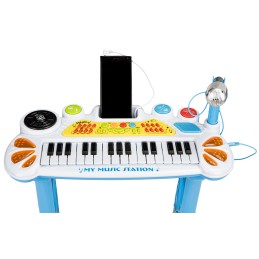 Keyboard organki pianinko z mikrofonem mp3 niebieskie