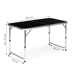 Stolik turystyczny stół składany kemping czarny blat 120x60 cm MultiGarden