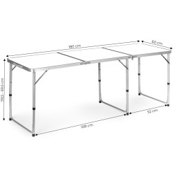 Stolik turystyczny stół składany kemping biały blat 180x60 cm MultiGarden