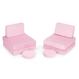 Sofa modułowa duża składana dla dzieci DIY 8 miękkich poduch - różowa ECOTOYS