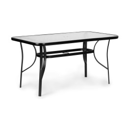 Stół ogrodowy 160x90 cm szkło hartowane duży blat na taras ogród otwór na parasol MultiGarden