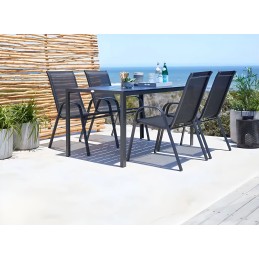 Zestaw komplet 4 krzeseł ogrodowych na taras balkon czarne MultiGarden
