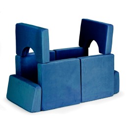 Sofa składana modułowa dla dzieci duża 2-osobowa DIY 10 miękkich poduch - niebieska ECOTOYS