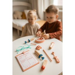 Drewniany zestaw małego lekarza torba medyczna dla dzieci 28 elementów ECOTOYS