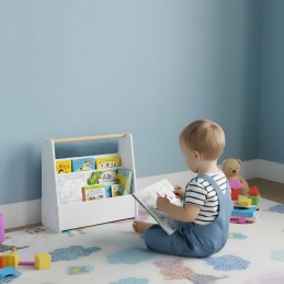 Biblioteczka dziecięca Montessori regał na książki organizer 2 poziomy biały ECOTOYS