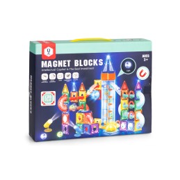 Klocki magnetyczne świecące konstrukcyjne tor kulkowy kulodrom 134 elementy