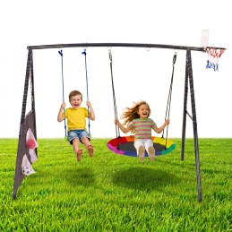 Plac zabaw dla dzieci huśtawka ogrodowa 4w1 kosz do koszykówki bocianie gniazdo ECOTOYS