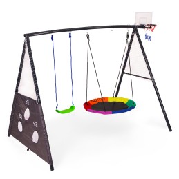 Plac zabaw dla dzieci huśtawka ogrodowa 4w1 kosz do koszykówki bocianie gniazdo ECOTOYS