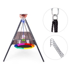 Plac zabaw dla dzieci huśtawka ogrodowa 4w1 kosz do koszykówki bocianie gniazdo ECOTOYS