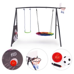 Plac zabaw dla dzieci huśtawka ogrodowa 4w1 kosz do koszykówki bocianie gniazdo ECOTOYS