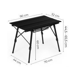 Stolik turystyczny składany 90x50 cm regulacja wysokości torba kosz czarny MultiGarden