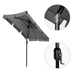 Prostokątny duży parasol ogrodowy skośny łamany z korbą szary 200x130 cm MultiGarden