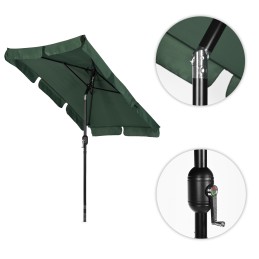 Prostokątny duży parasol ogrodowy skośny łamany z korbą zielony 200x130 cm MultiGarden