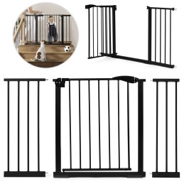 Bramka barierka zabezpieczająca 74-132 cm na schody i drzwi stal dodatkowe panele czarna ECOTOYS