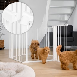 Bramka kojec barierka ochronna dla dzieci i zwierząt 5 paneli 60 cm metal biały ECOTOYS