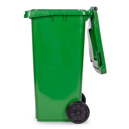 Zestaw 4 koszy na śmieci pojemniki 4x120L niebieski zielony żółty czarny makulatura szkło plastik odpady zmieszane gumowe koła