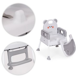 Fotelik krzesełko do karmienia dzieci 3w1 podwójna tacka 5-punktowe pasy szary ECOTOYS