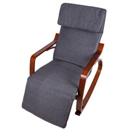 Fotel bujany regulowany podnóżek drewniane ramiona ModernHome