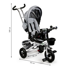 Rowerek trójkołowy obrotowy 360° szary delux z daszkiem ECOTOYS