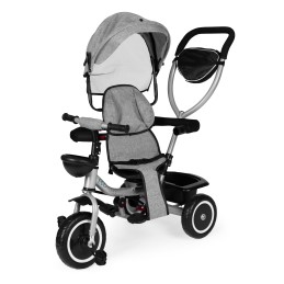 Trójkołowy rowerek spacerówka 2w1 obracane siedzisko składany daszek szary ECOTOYS